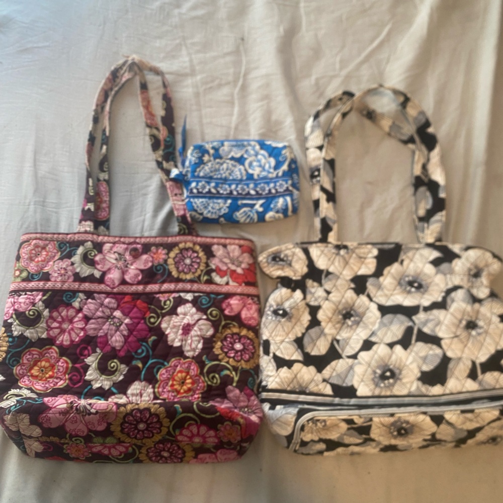 3 in 1 Vera Bradley Set Quilted Floral Tote Bag Shoulder and Wallet- Women Bags